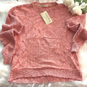 Rewind Orange Crew Neck Sweater with Relaxed Fit